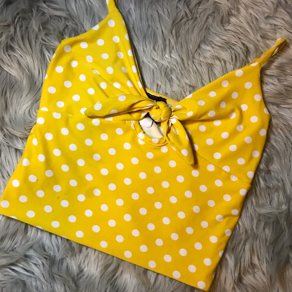 Yellow polka dot crop top